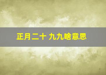 正月二十 九九啥意思